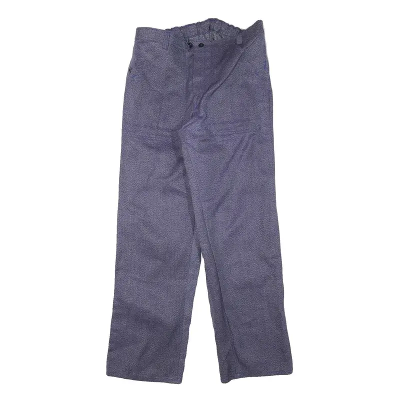 Worker Mens Cotton Blend Blue Regular Fit Straight Leg Trousers W35 L34 Button 1