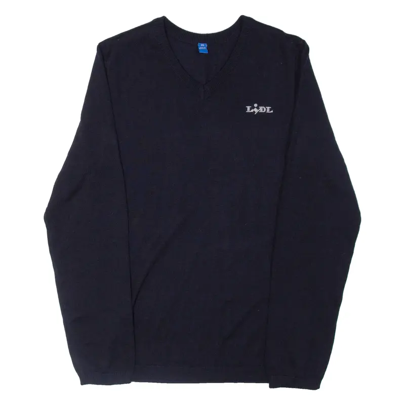 Workwear Mens Jumper Blue V-Neck Tight Knit Wool Xs 1