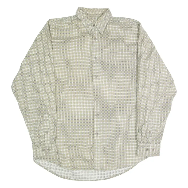 World Of Basic Mens Shirt Beige Check Long Sleeve M 1