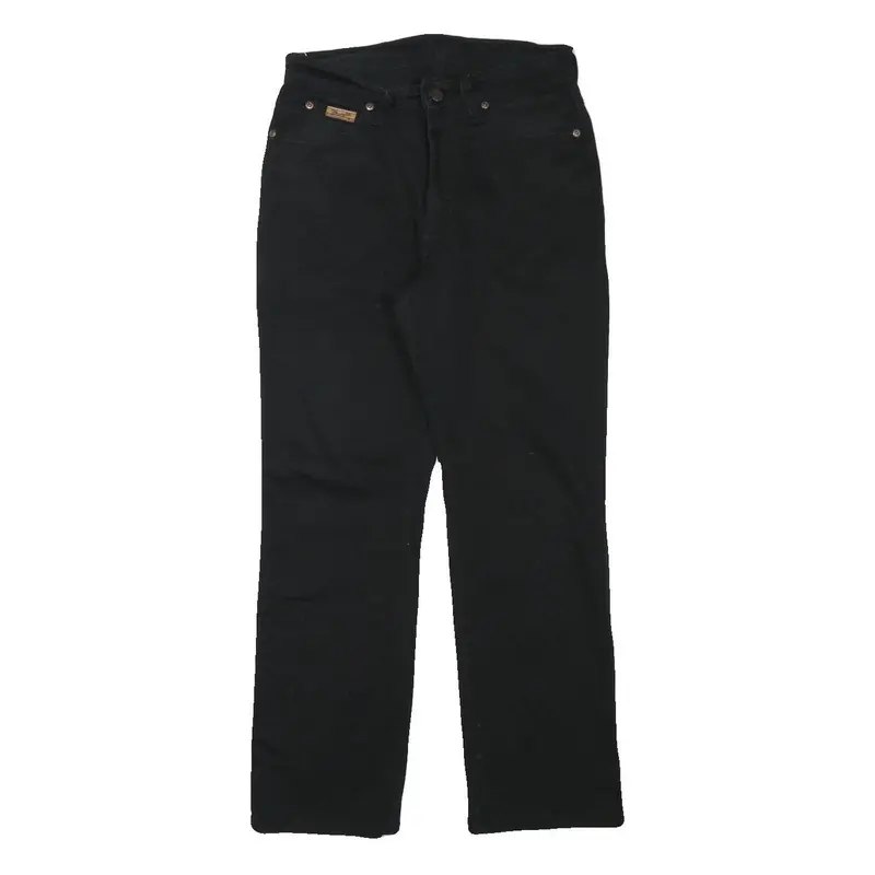 Wrangler Mens Black Cotton Blend Regular Straight Trousers W28 L27 Classic Zip 1