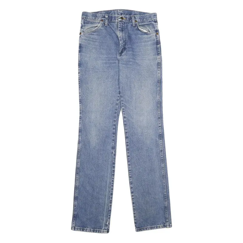Wrangler Mens Blue Regular Fit Straight Leg Denim W30 L36 Classic Zip Jeans 1