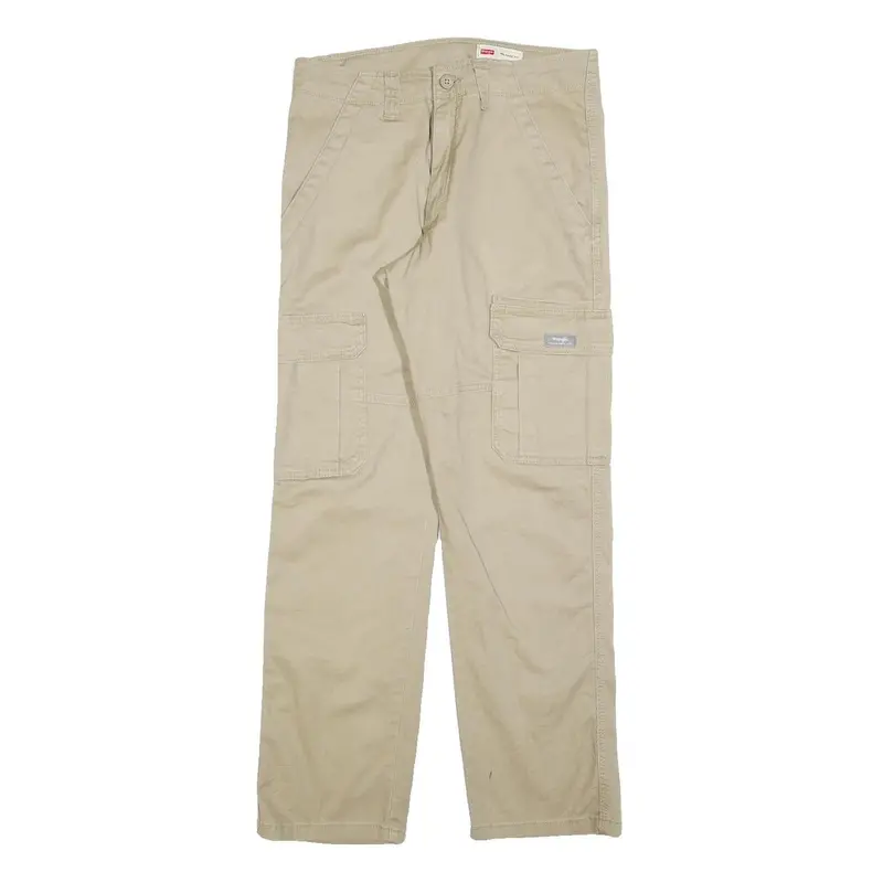 Wrangler Mens Cotton Blend Beige Relaxed Cargo Trousers W30 L30 Utility Pockets 1