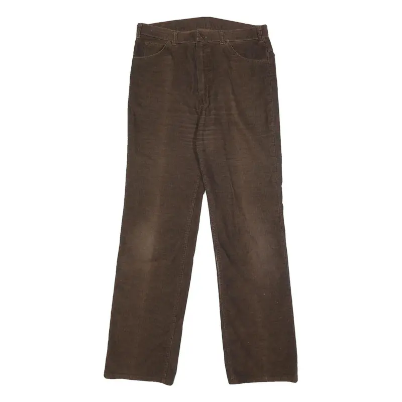 Wrangler Mens Cotton Blend Brown Regular Straight Trousers W34 L34 Casual 1