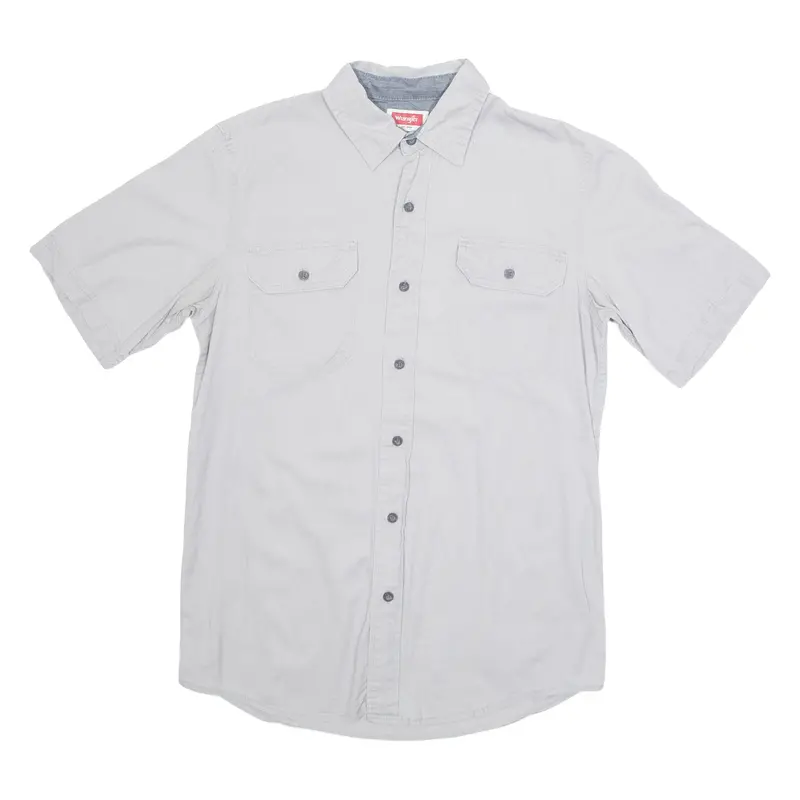 Wrangler Mens Plain Shirt Grey S 1