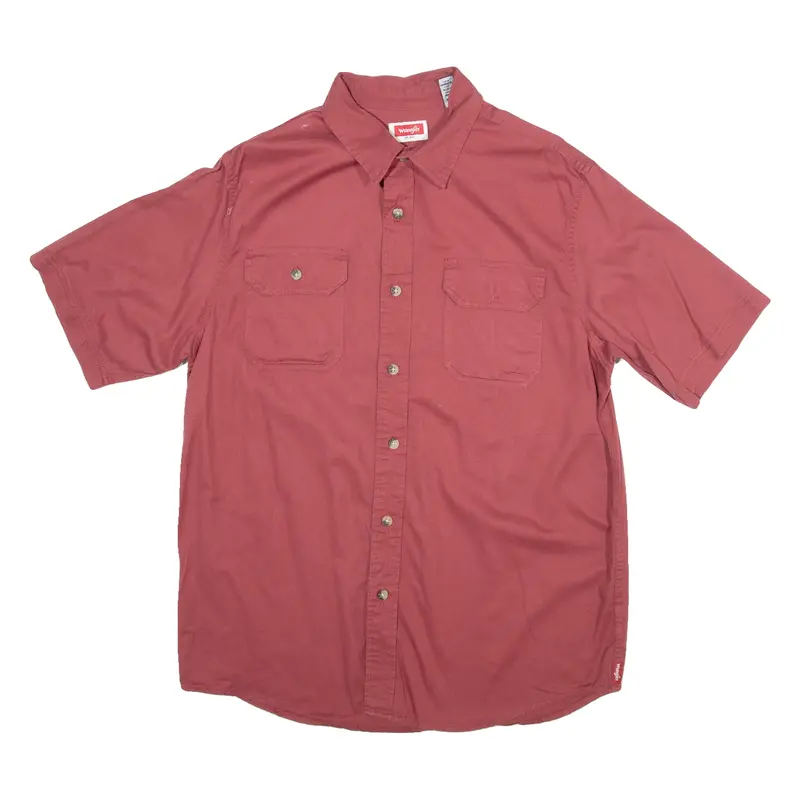 Wrangler Mens Plain Shirt Red 90S M 1