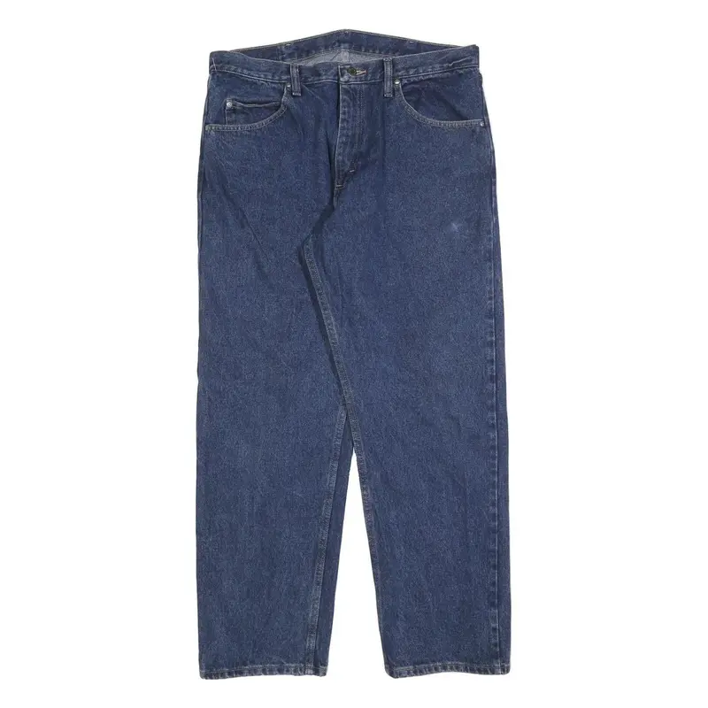 Wrangler Mens Relaxed Blue Denim Medium Jeans W36 L30 Casual Comfortable Zip 1