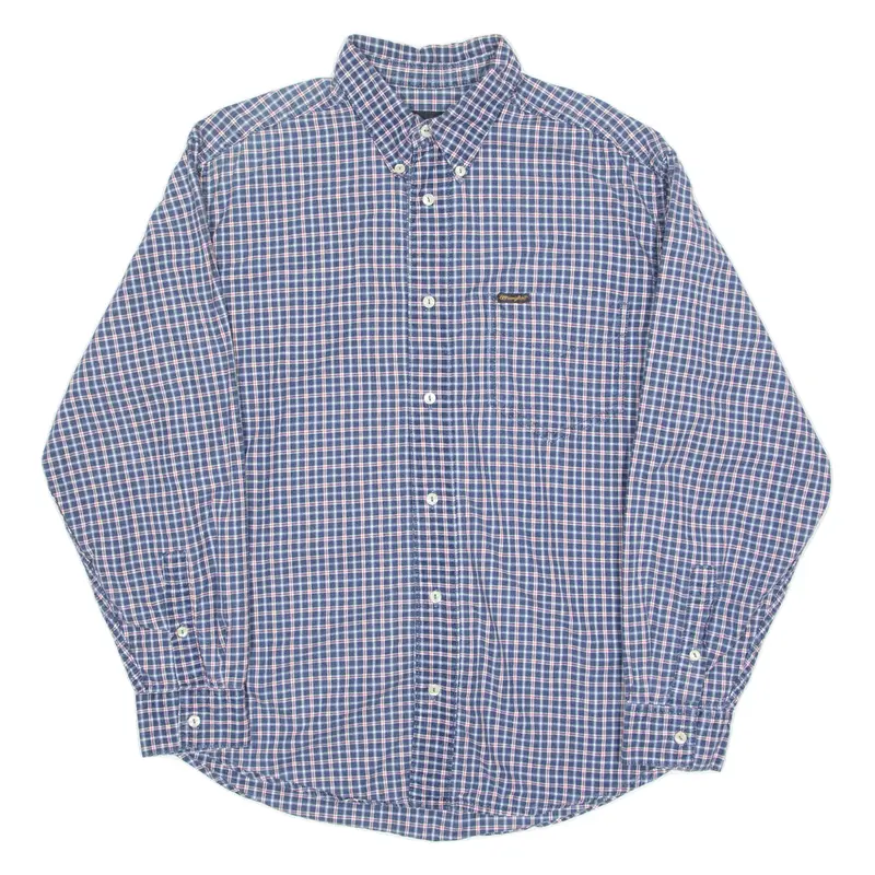 Wrangler Mens Shirt Blue Check Long Sleeve M 1