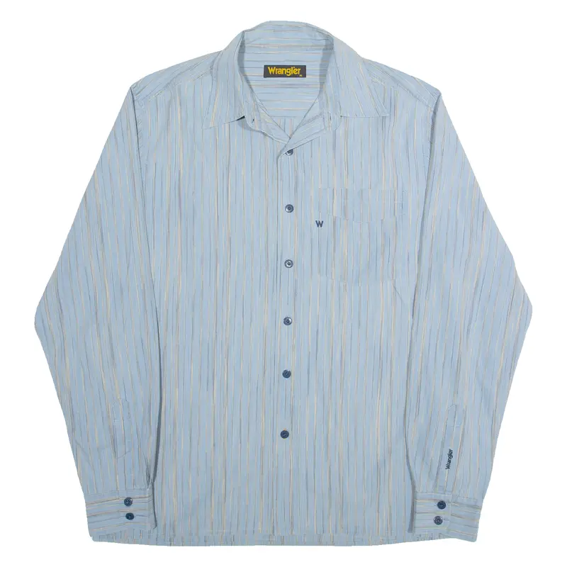 Wrangler Mens Shirt Blue Striped Long Sleeve M 1