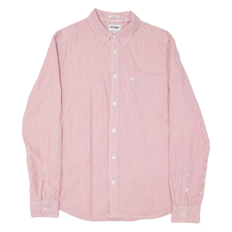 Wrangler Mens Shirt Red Pinstripe Long Sleeve S 1