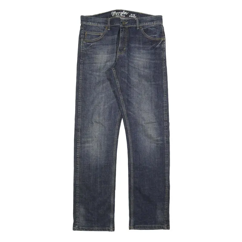 Wrangler Mens Slim Slim Straight Denim Medium W34 L34 Classic Zip Jeans 1