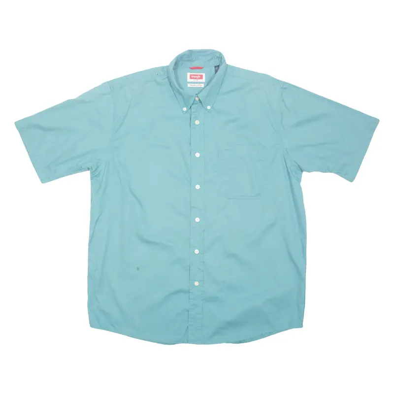 Wrangler Premium Quality Mens Plain Shirt Blue L 1