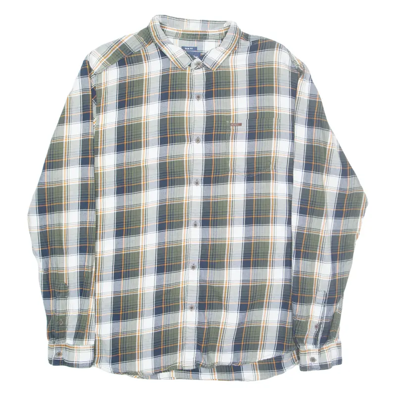 Wrangler Slim Fit Mens Shirt Green Check Long Sleeve 2Xl 1
