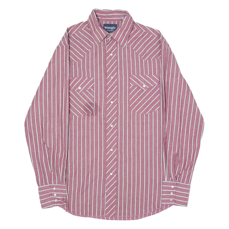 Wrangler Western Mens Shirt Red 90S Striped Long Sleeve M 1