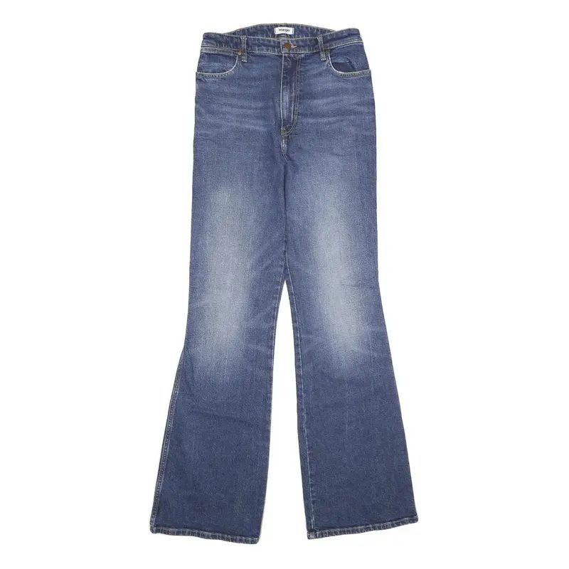 Wrangler Womens Jeans Blue Regular Flared Denim Medium W28 L34 Classic Zip 1