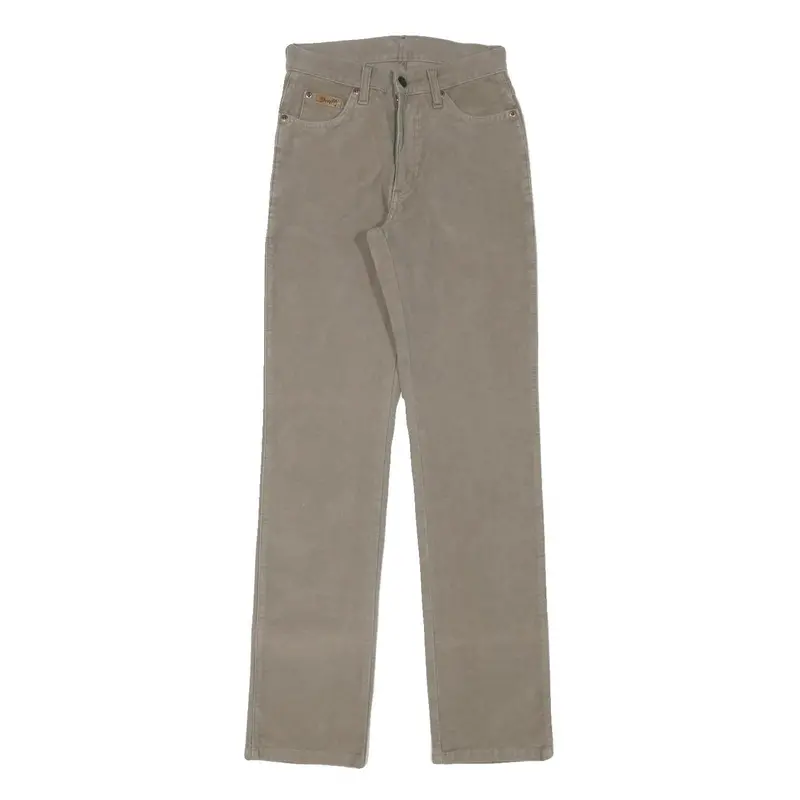 Wrangler Womens Slim Fit Cotton Blend Beige Slim Leg Trousers W24 L31 Zip 1
