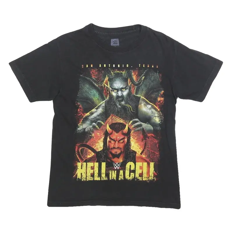 Wwe Mens Black Hell In A Cell Graphic T-Shirt S Short Sleeve Crew Neck 1