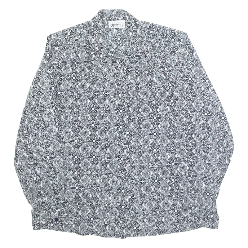 Xtrovert Womens Printed Shirt Black Collared Long Sleeve Geometric M 1
