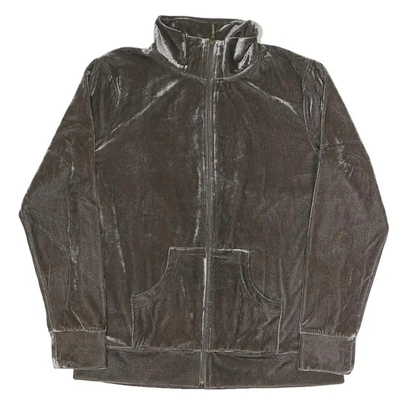 Yamamay Womens Brown Velvet Zip Jacket L Polyester Blend Casual Lightweight 1