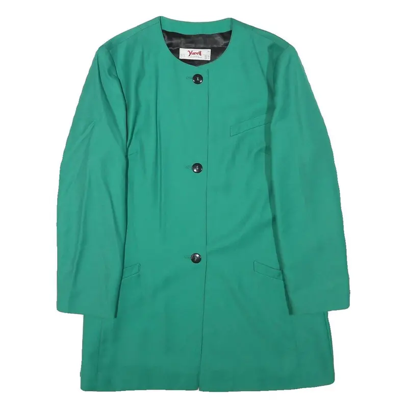 Yarell Womens Green Wool Blend Jacket L Button Plain Classic Tailored 1
