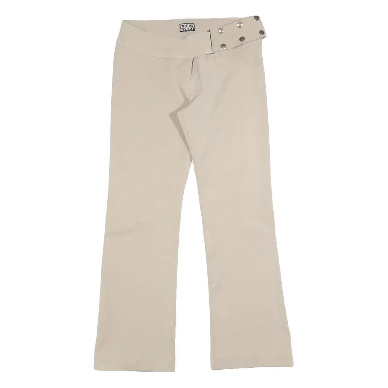 Yes Or No Womens Beige Slim Trousers W28 L28 Zip Closure Stylish Waist Detail 1