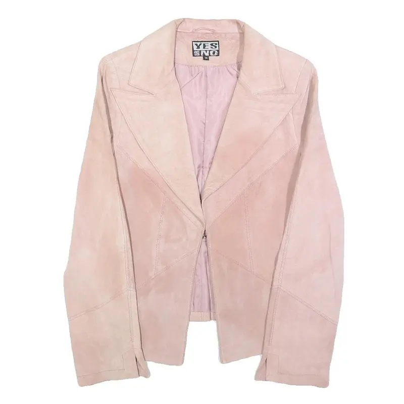 Yes Or No Womens Pink Leather Button Jacket M Suede Tailored Stylish 1