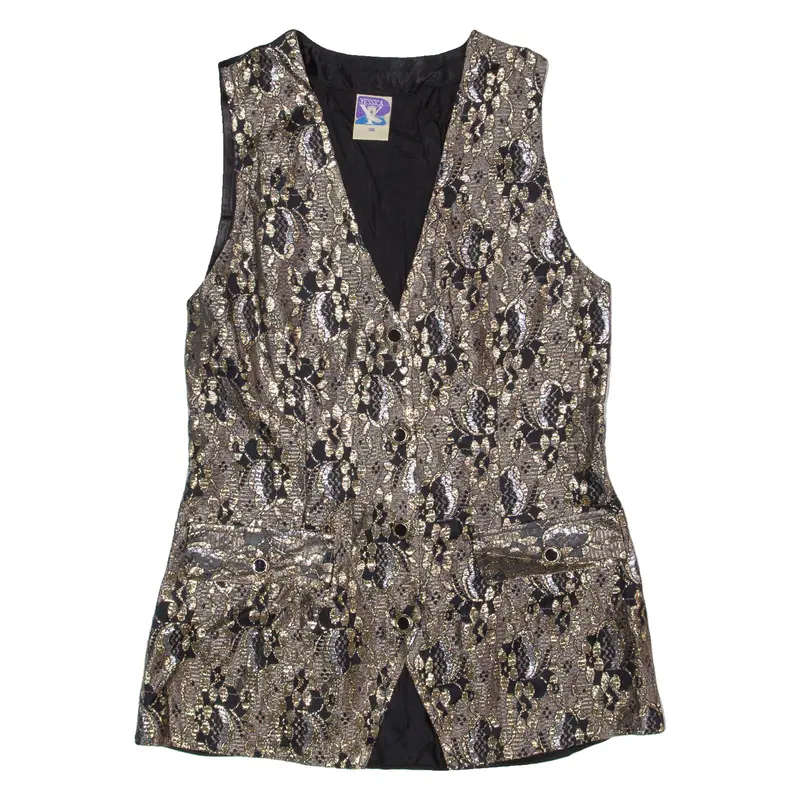 Yessica Womens Blazer Waistcoat Black Floral S 1