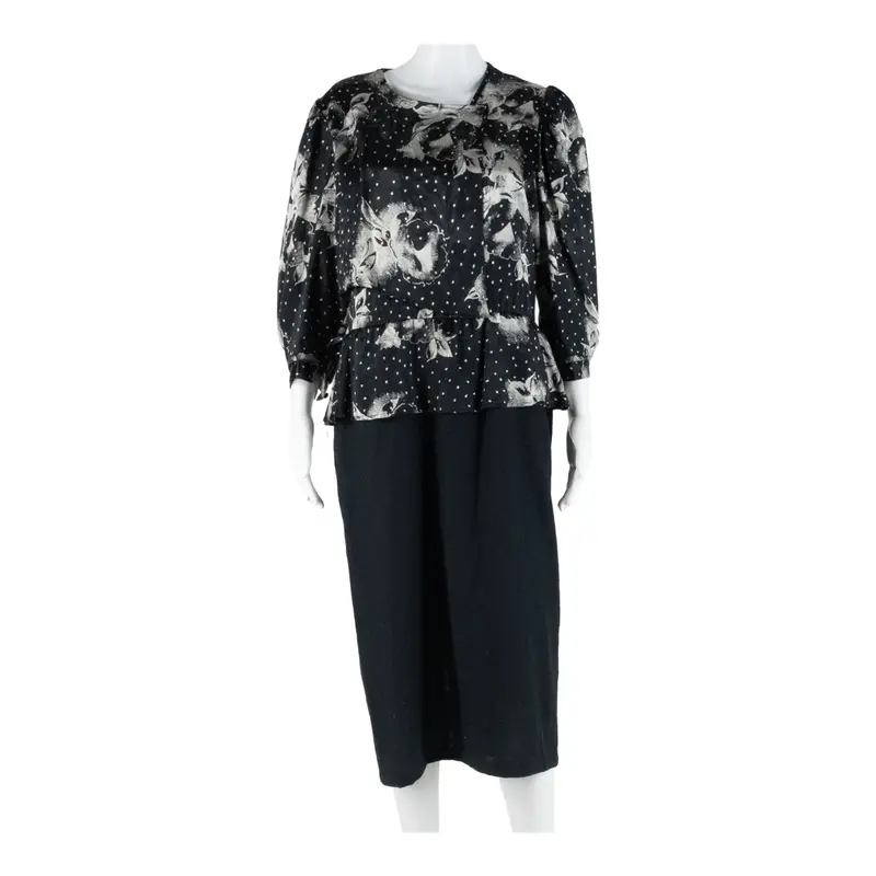 Yessica Womens Day Dress Black Floral Midi L 1
