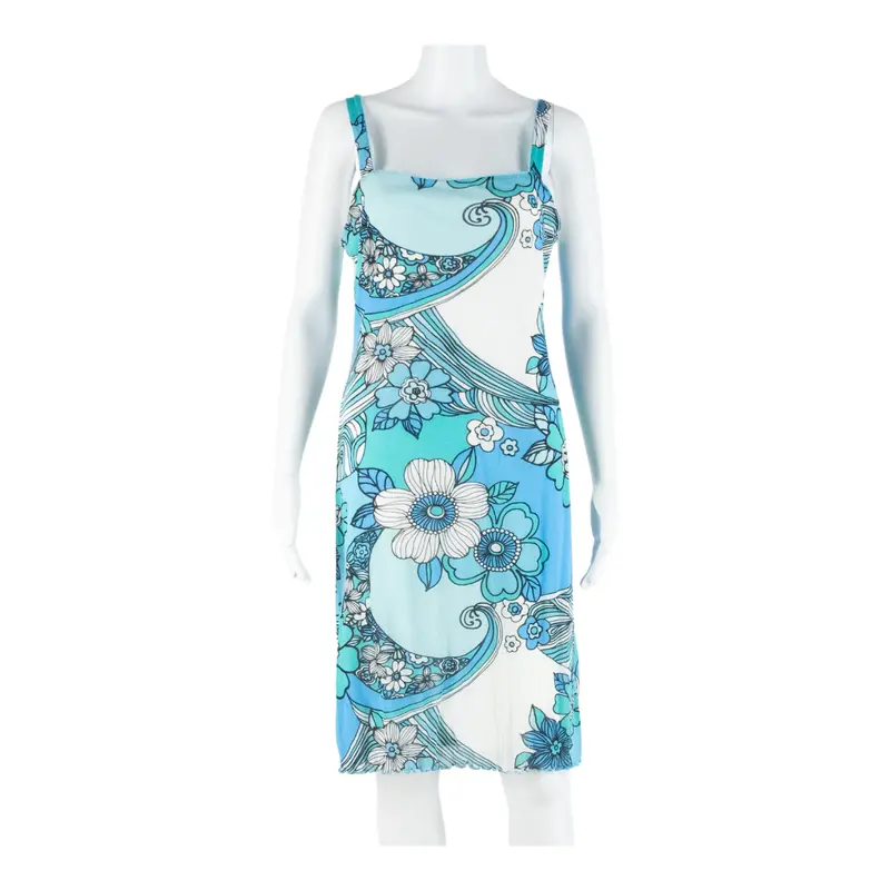 Yessica Womens Mini Dress Blue Floral Sleeveless Short S 1