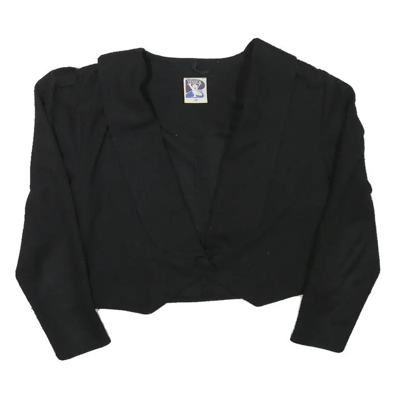 Yessicca Womens Black Short Button Synthetic Jacket M Plain Cropped 1