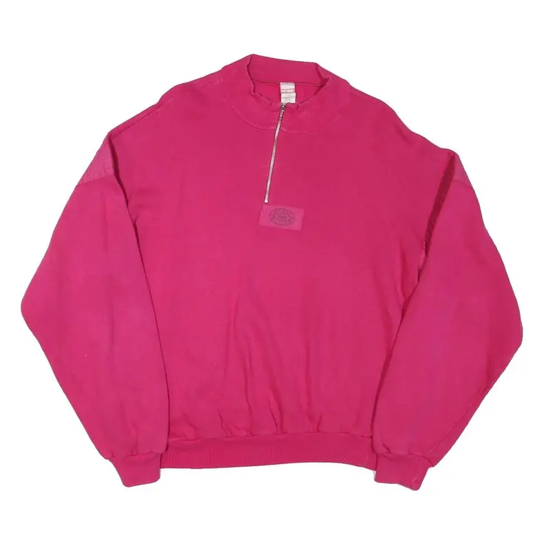 York Mens Pink 1/4 Zip L Sweatshirt Cotton Blend Casual Pullover 1