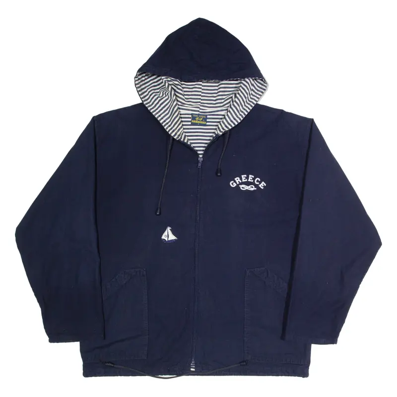 Young Clothing Greece Mens Coach Jacket Blue Hooded L 1
