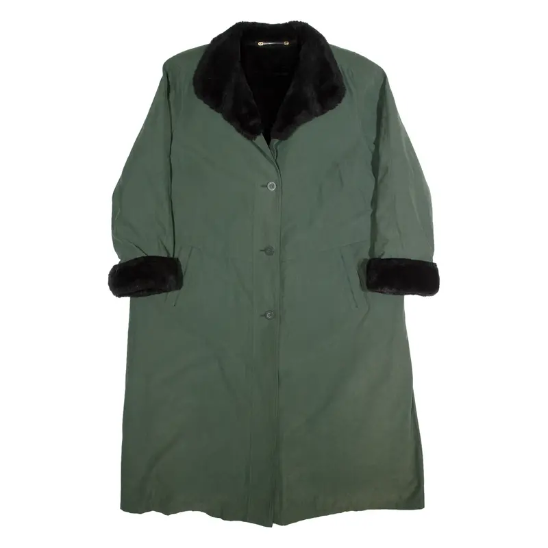 Your 6Th Sense Sherpa Lined Womens Trench Coat Green 90S L 1