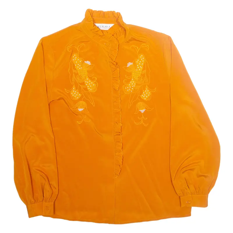 Yukali Womens Blouse Orange High Neck Long Sleeve L 1