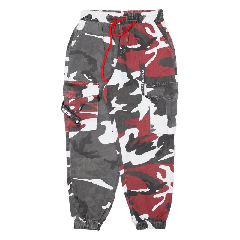 Yuxing Cargo Camo Womens Trousers Grey Loose Tapered W26 L24 1