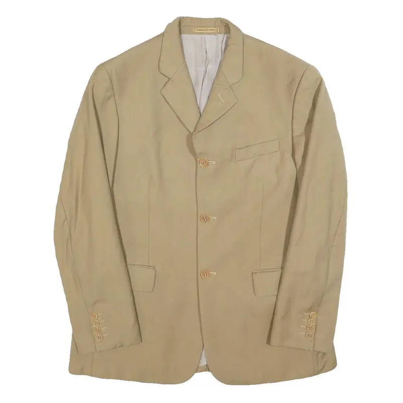 Yves Saint Laurent Mens Beige Wool Blazer Tailored L Button Plain Jacket Elegant 1