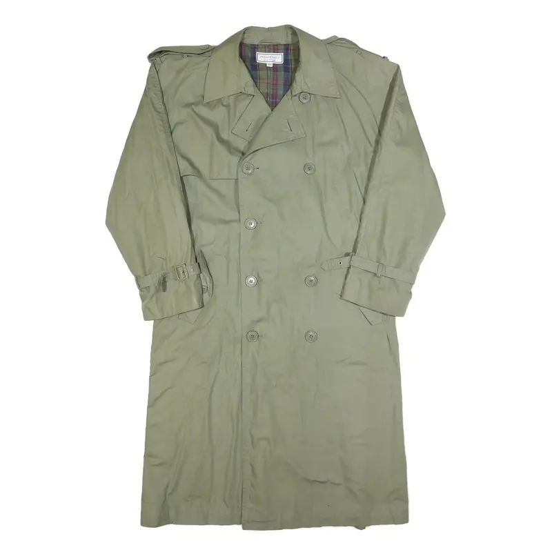Yves Saint Laurent Mens Green Cotton Trench Jacket L Woven Classic Fashion 1
