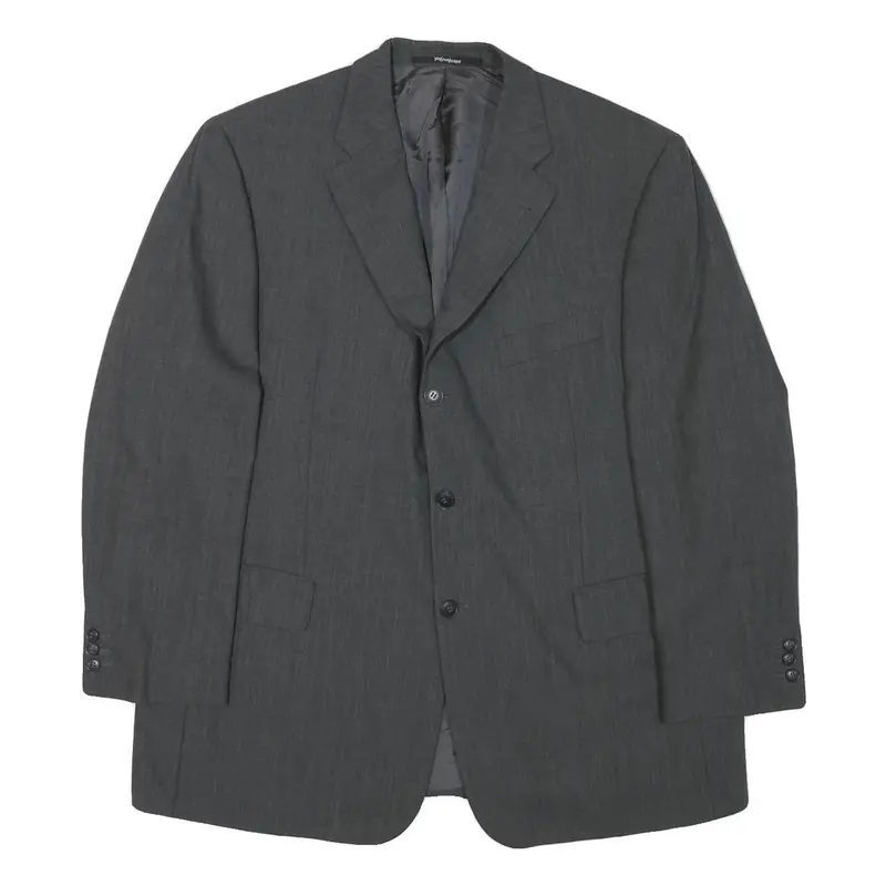 Yves Saint Laurent Mens Grey Wool Blend Classic Jacket L Woven Button Casual 1