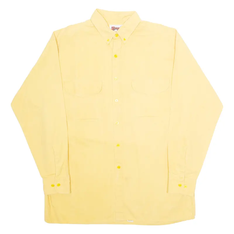 Zaqa Mens Plain Shirt Yellow Long Sleeve L 1