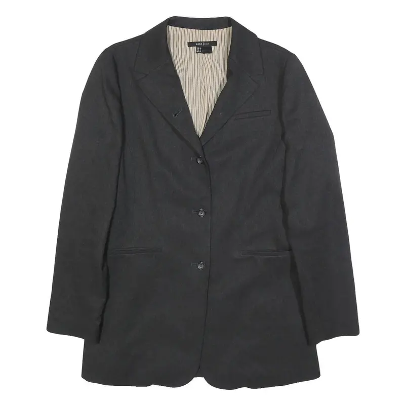 Zara Basic Womens Black Jacket M Woven Button Plain Stylish Classic 1