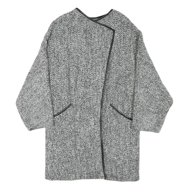Zara Basic Womens Grey Acrylic Blend Relaxed Jacket Size S Knit Oversized 1