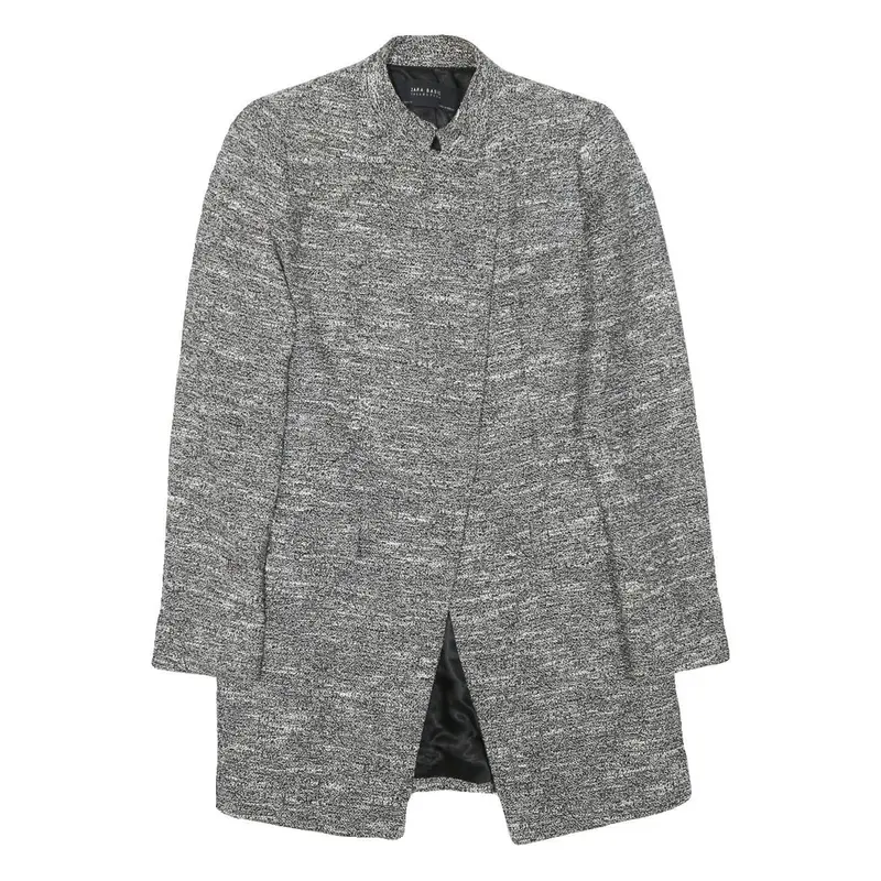 Zara Basic Womens Grey Button Jacket S Polyester Blend Plain Stylish Long Sleeve 1
