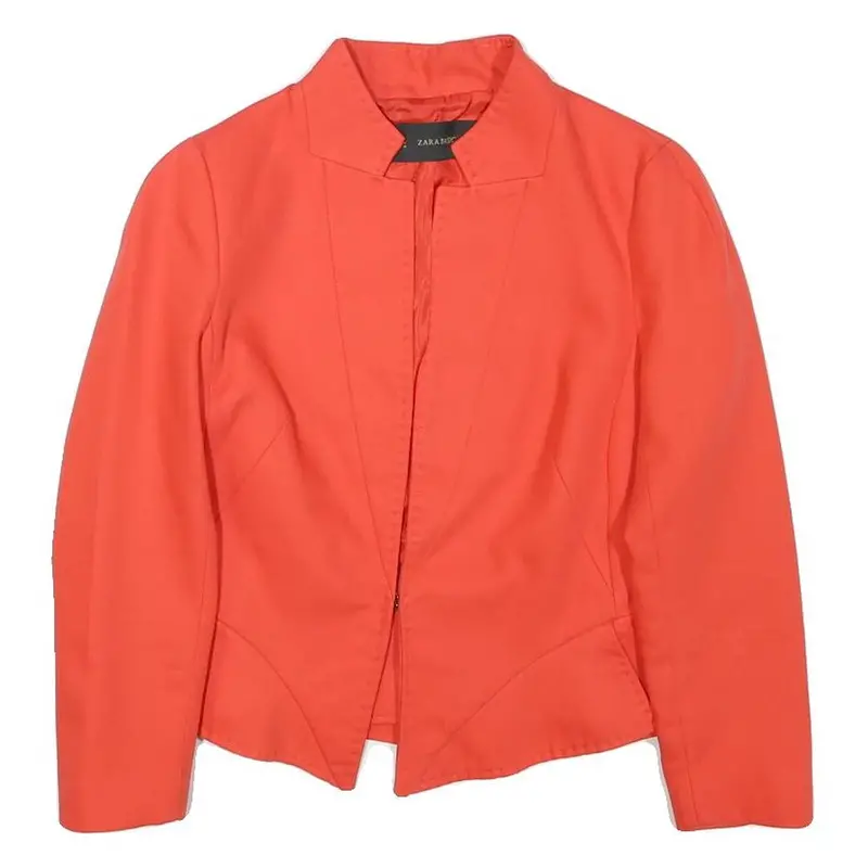 Zara Basic Womens Orange Button Jacket M Polyester Blend Tailored Stylish 1