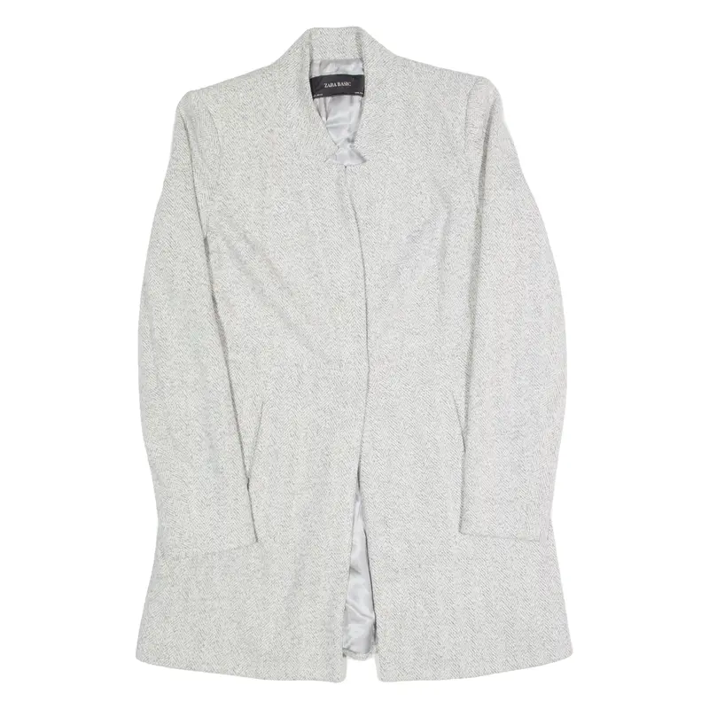 Zara Basic Womens Overcoat Jacket Grey S 1