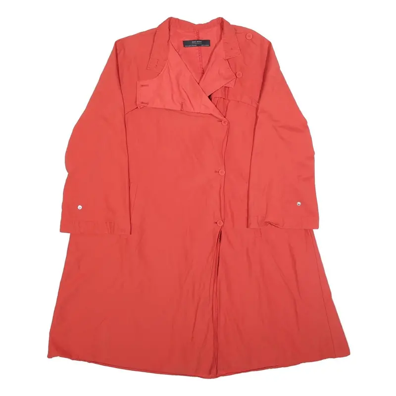 Zara Basic Womens Red Jacket Xs Cotton Button Closure Classic Fit Plain 1