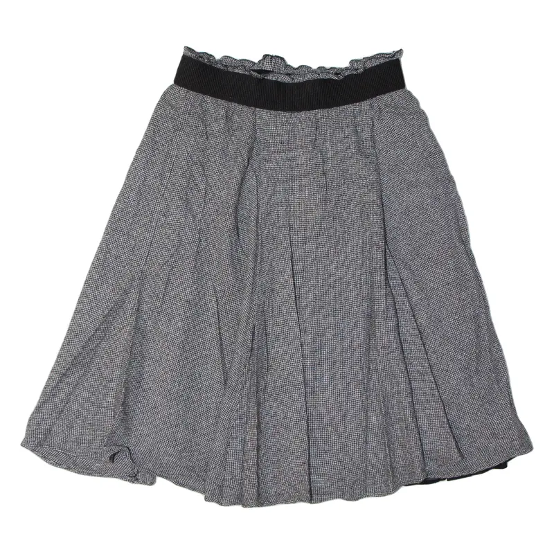 Zara Basic Womens Skater Skirt Grey Knee Length Houndstooth Xs 1