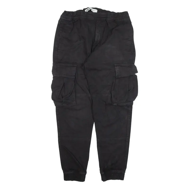Zara Cargo Womens Trousers Black Regular Tapered W31 L27 1