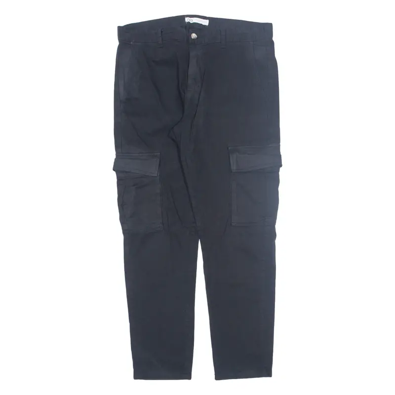 Zara Cargo Womens Trousers Black Regular Tapered W35 L29 1