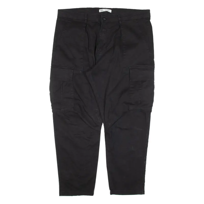 Zara Cargo Womens Trousers Black Regular Tapered W36 L27 1