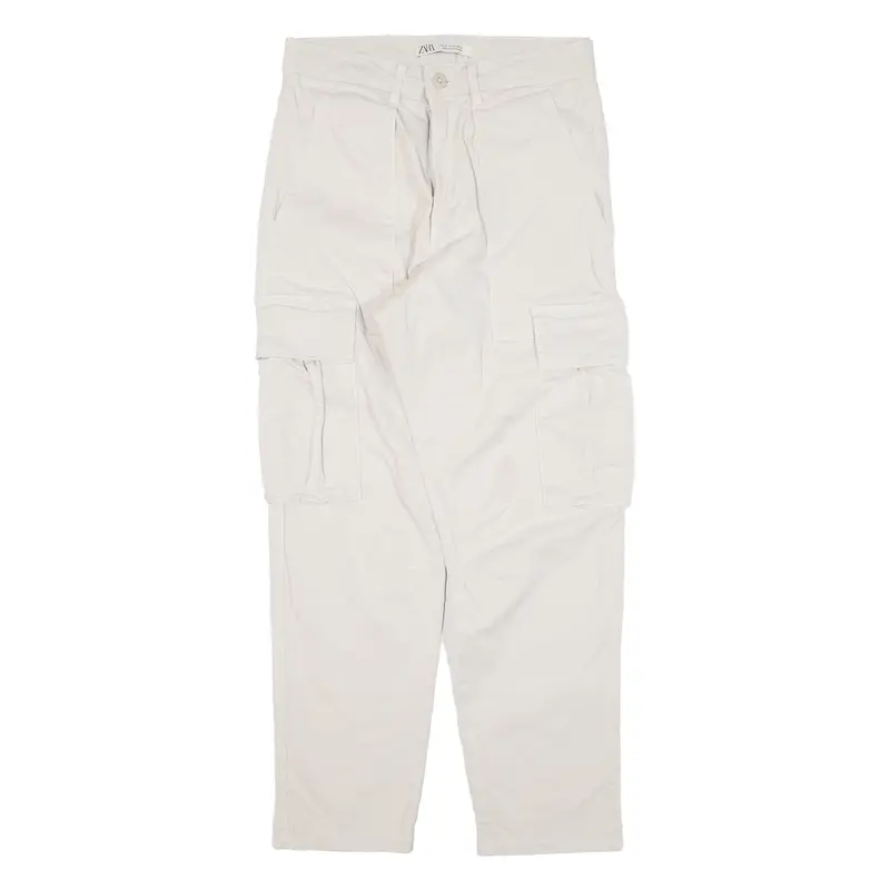 Zara Cargo Womens Trousers Cream Regular Tapered W27 L27 1