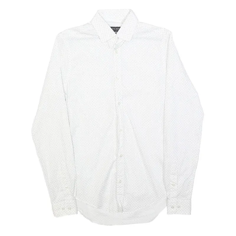 Zara Man Mens White Cotton Blend Shirt S Stylish Smart Casual Long Sleeve 1